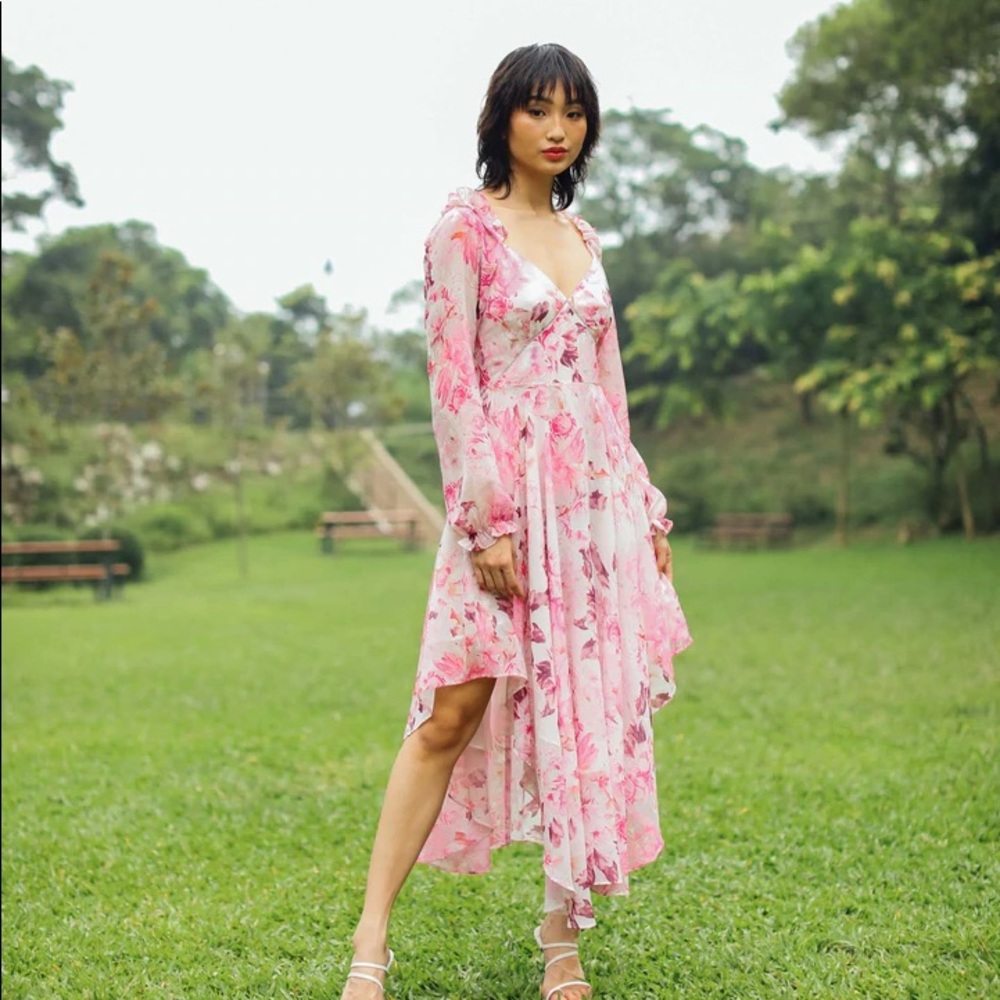 Sua Lee GEORGIA LONG SLEEVE MIDI DRESS